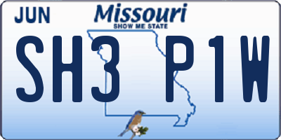 MO license plate SH3P1W