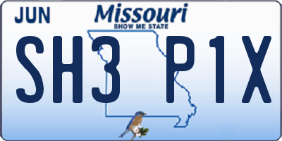 MO license plate SH3P1X