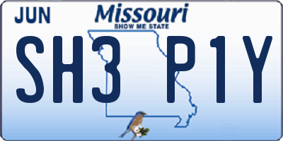 MO license plate SH3P1Y