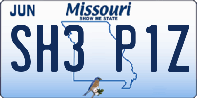 MO license plate SH3P1Z