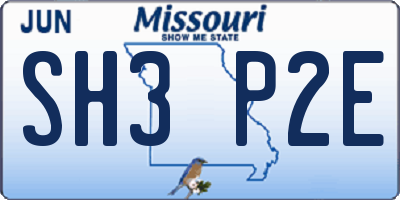MO license plate SH3P2E