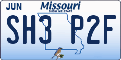 MO license plate SH3P2F