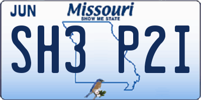 MO license plate SH3P2I