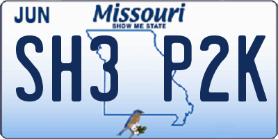 MO license plate SH3P2K