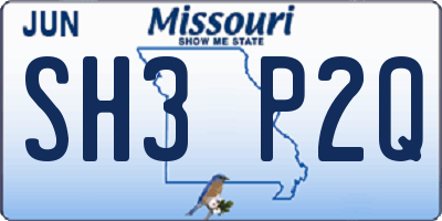 MO license plate SH3P2Q