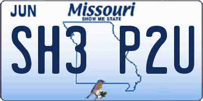 MO license plate SH3P2U