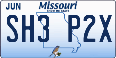 MO license plate SH3P2X