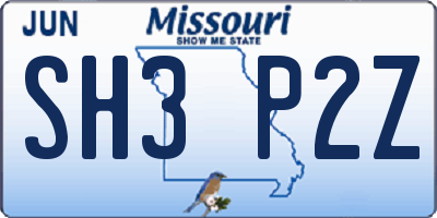 MO license plate SH3P2Z