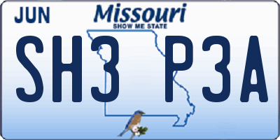 MO license plate SH3P3A