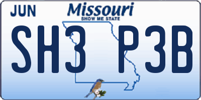 MO license plate SH3P3B