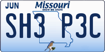 MO license plate SH3P3C