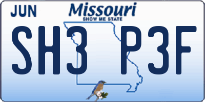 MO license plate SH3P3F