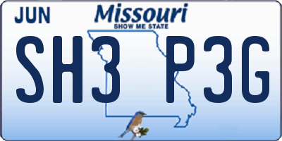 MO license plate SH3P3G
