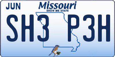 MO license plate SH3P3H