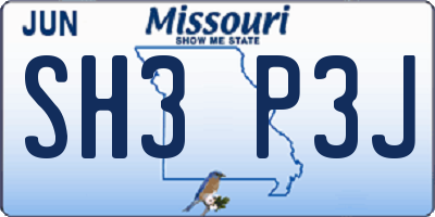 MO license plate SH3P3J