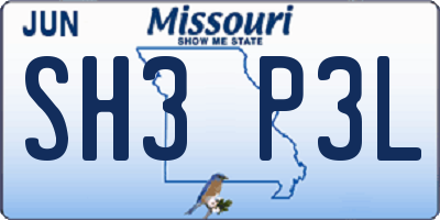 MO license plate SH3P3L