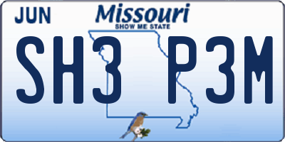 MO license plate SH3P3M