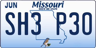 MO license plate SH3P3O