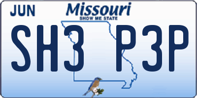 MO license plate SH3P3P