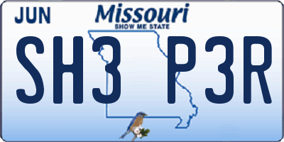 MO license plate SH3P3R