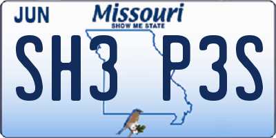 MO license plate SH3P3S