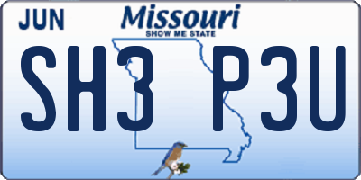 MO license plate SH3P3U