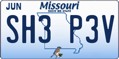 MO license plate SH3P3V