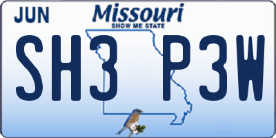 MO license plate SH3P3W