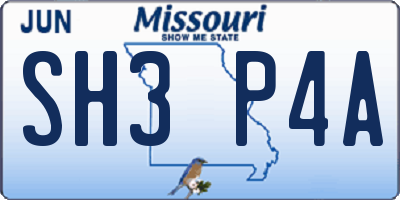 MO license plate SH3P4A