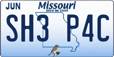 MO license plate SH3P4C