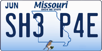 MO license plate SH3P4E