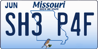 MO license plate SH3P4F