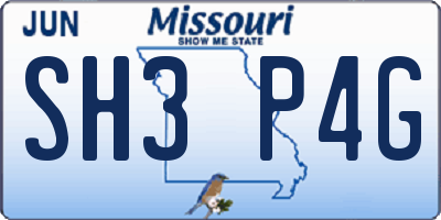 MO license plate SH3P4G