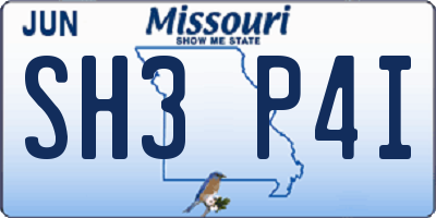 MO license plate SH3P4I