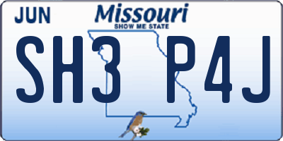 MO license plate SH3P4J