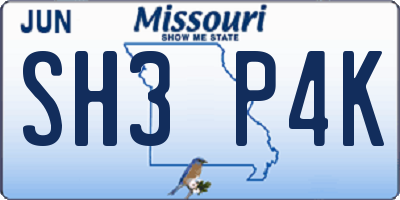 MO license plate SH3P4K