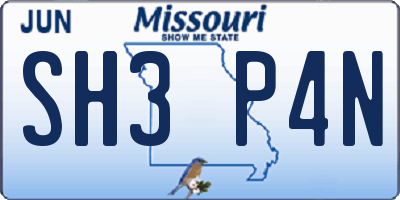 MO license plate SH3P4N