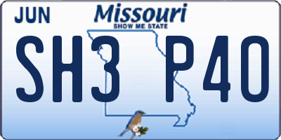MO license plate SH3P4O