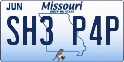 MO license plate SH3P4P