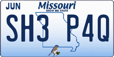 MO license plate SH3P4Q