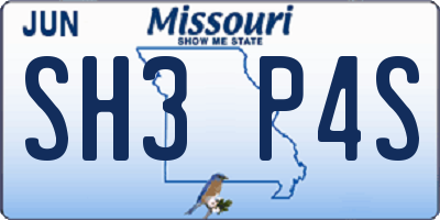 MO license plate SH3P4S