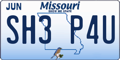 MO license plate SH3P4U
