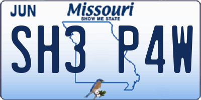MO license plate SH3P4W