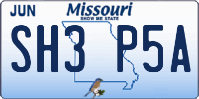 MO license plate SH3P5A