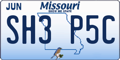 MO license plate SH3P5C