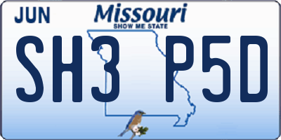 MO license plate SH3P5D