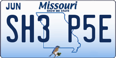 MO license plate SH3P5E