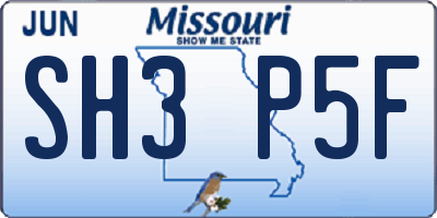MO license plate SH3P5F