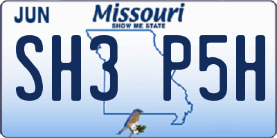 MO license plate SH3P5H