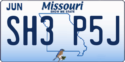 MO license plate SH3P5J